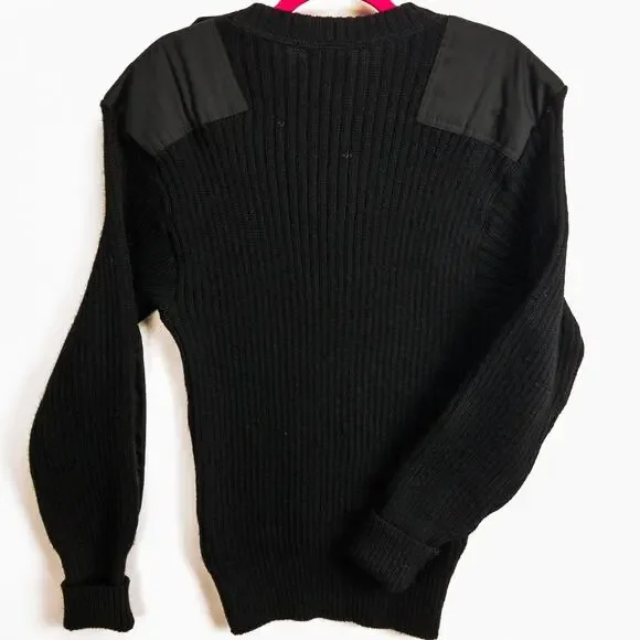 Vintage Commando Military Sweater Wool Men’s Large Black Made in USA USMC Style - Picture 9 of 11